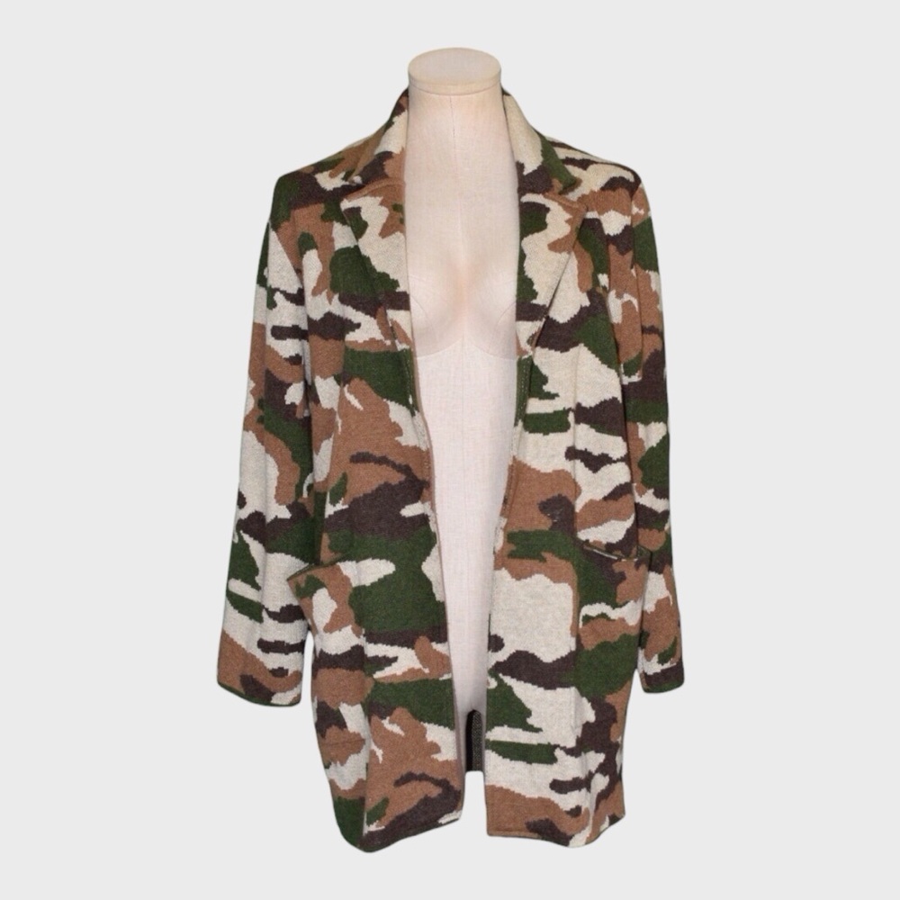 J Crew Sophie Camo Open Front Sweater Blazer